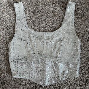 Source Unknown Glittering Silver Tank Top